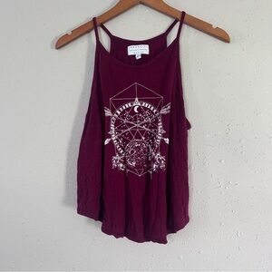🦋Kendall & Kylie Burgundy Tank Top Constellation Moon Astrology Lightweight Crop